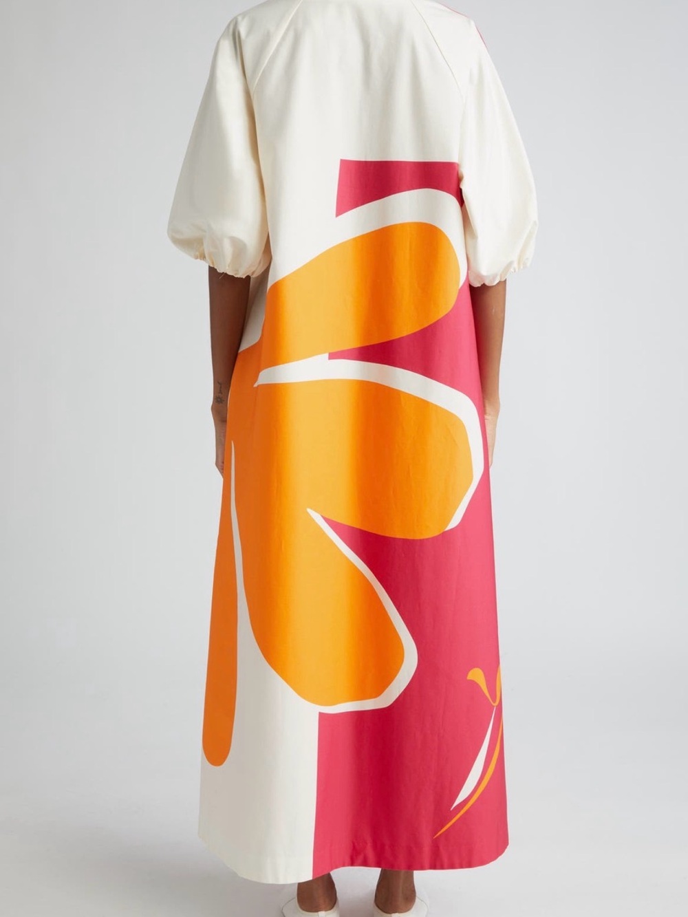 NWT Marimekko Karkelo Kolmikko Maxi Dress Fuchsia Orange Off White Size L - Picture 9 of 9